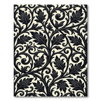 Black Ivory Botanical Scroll Rug