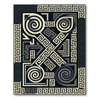 Monochromatic Greek Key Geometric Swirl Rug