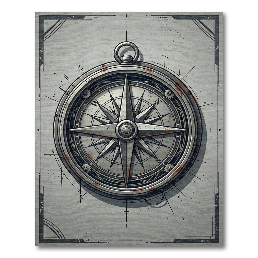 Vintage Industrial Steampunk Compass Nautical Rug