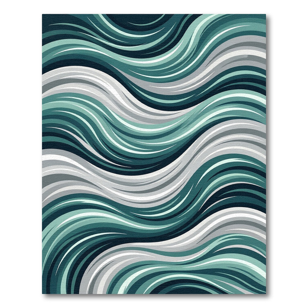 Teal Gray White Swirl Wave Rug