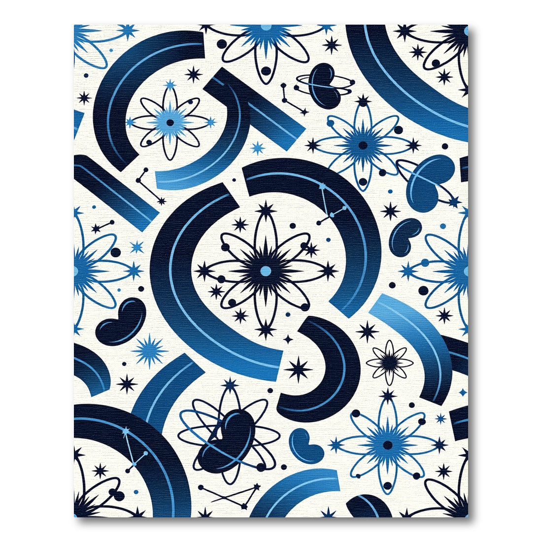 Space Age Blue Atomic Starburst Rug