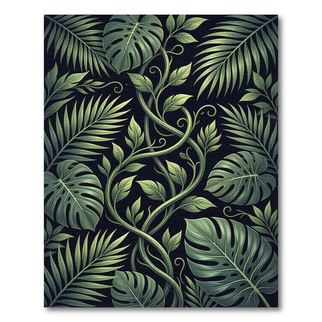 Emerald Green Tropical Leaf Arrangement Rug