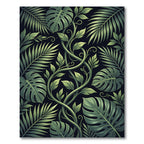 Emerald Green Tropical Leaf Arrangement Rug