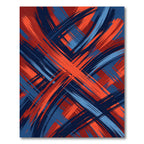 Vibrant Abstract Crimson and Navy Intersecting Lines Rug