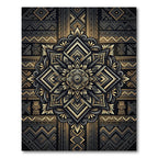 Golden Geometric Mandala Opulent Ink Rug