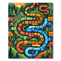 Vibrant Forest Path Numbered Game Landscape Rug