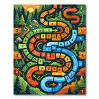 Vibrant Forest Path Numbered Game Landscape Rug