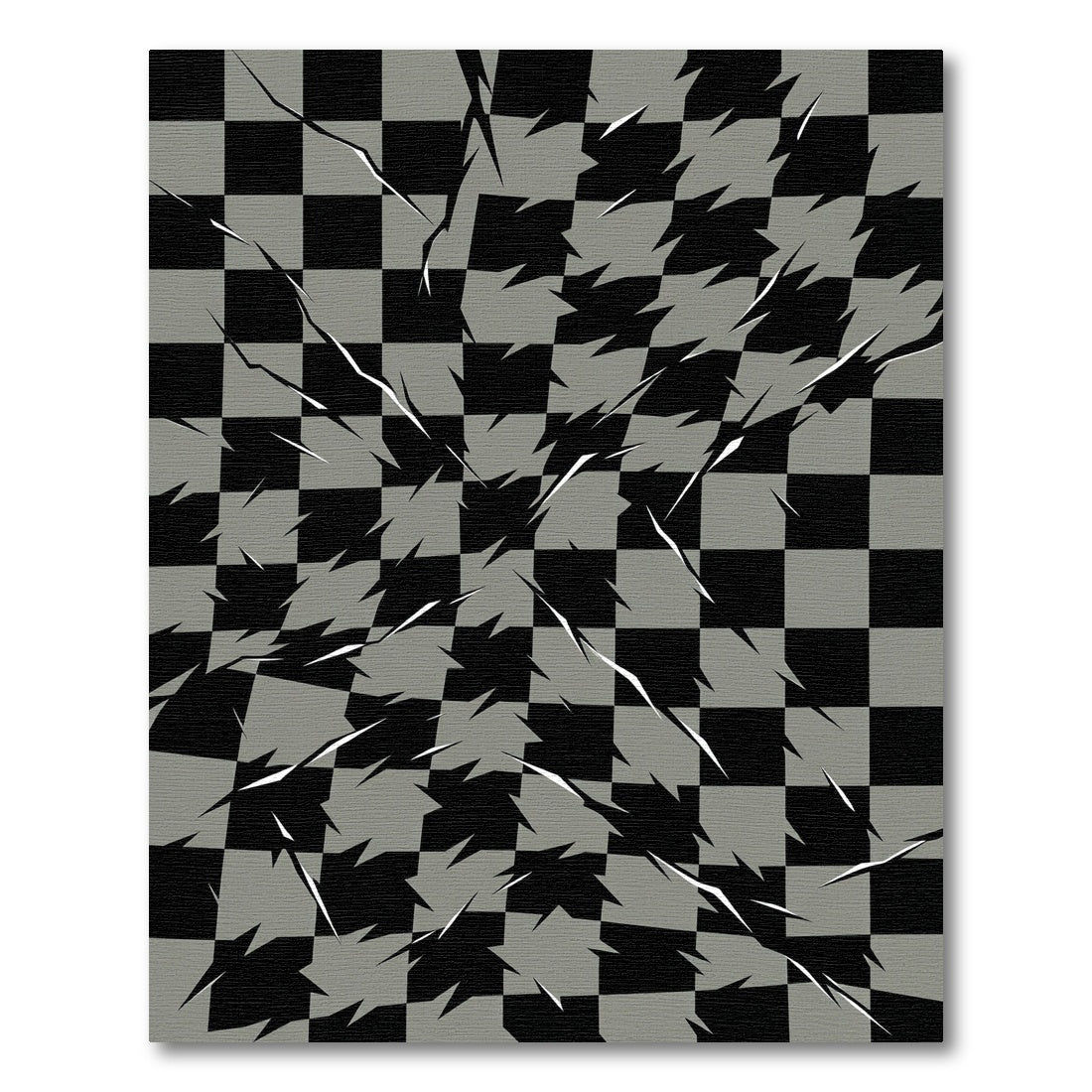 Black Gray Shattered Grid Rug