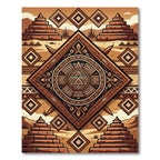 Geometric Aztec Pyramid Terracotta Area Rug