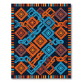 Geometric Chain Link Navy Orange Rug