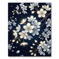 Luminous White Cherry Blossom Night Meadow Rug