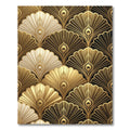 Luxurious Gold Art Deco Peacock Fan Rug