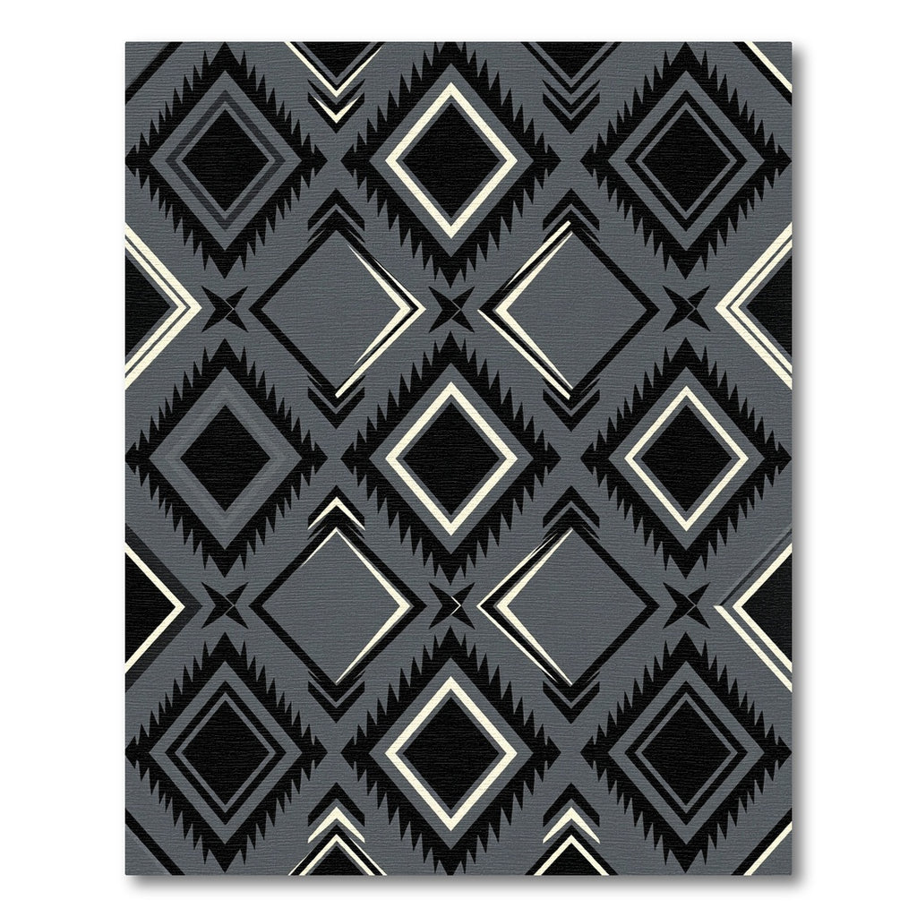 Gray Black Diamond Navajo Rug