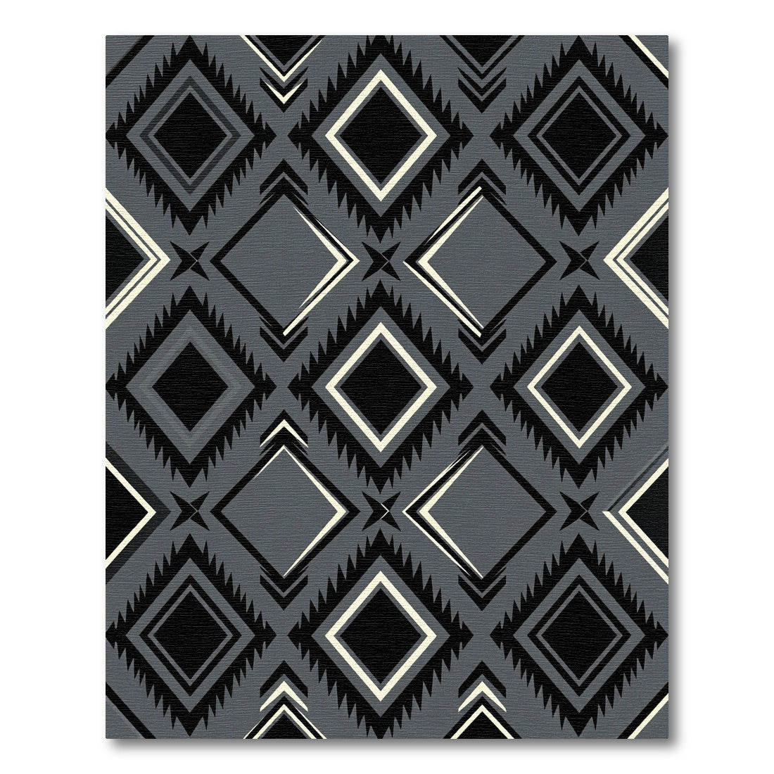 Gray Black Diamond Navajo Rug