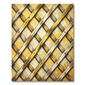 Golden Lattice Rustic Distressed Grid Rug