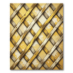 Golden Lattice Rustic Distressed Grid Rug