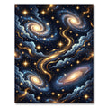 Golden Celestial Galaxy Swirls Rug