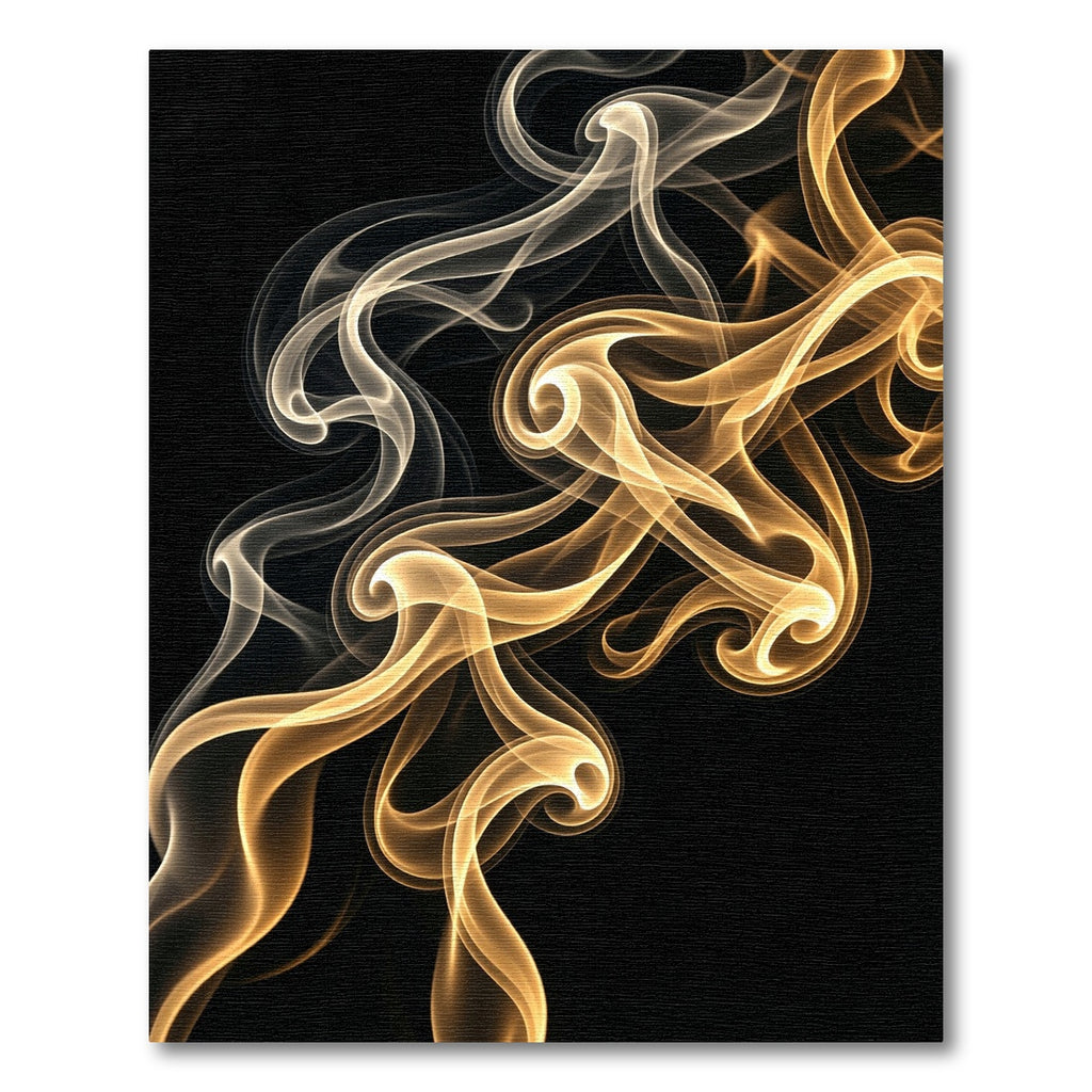 Golden Abstract Swirl Smoke Art Rug