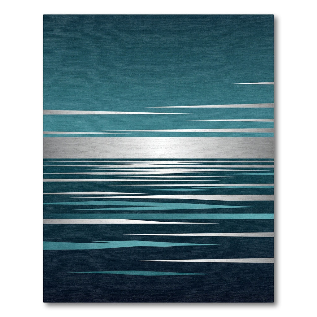 Minimalist Teal Silver Abstract Horizon Rug