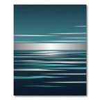 Minimalist Teal Silver Abstract Horizon Rug