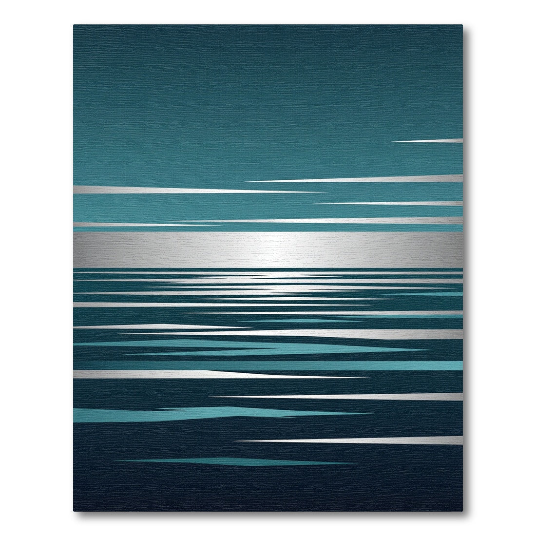 Minimalist Teal Silver Abstract Horizon Rug