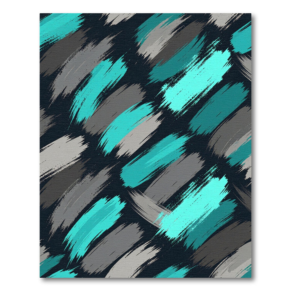 Deep Teal Gray Brush Strokes Rug