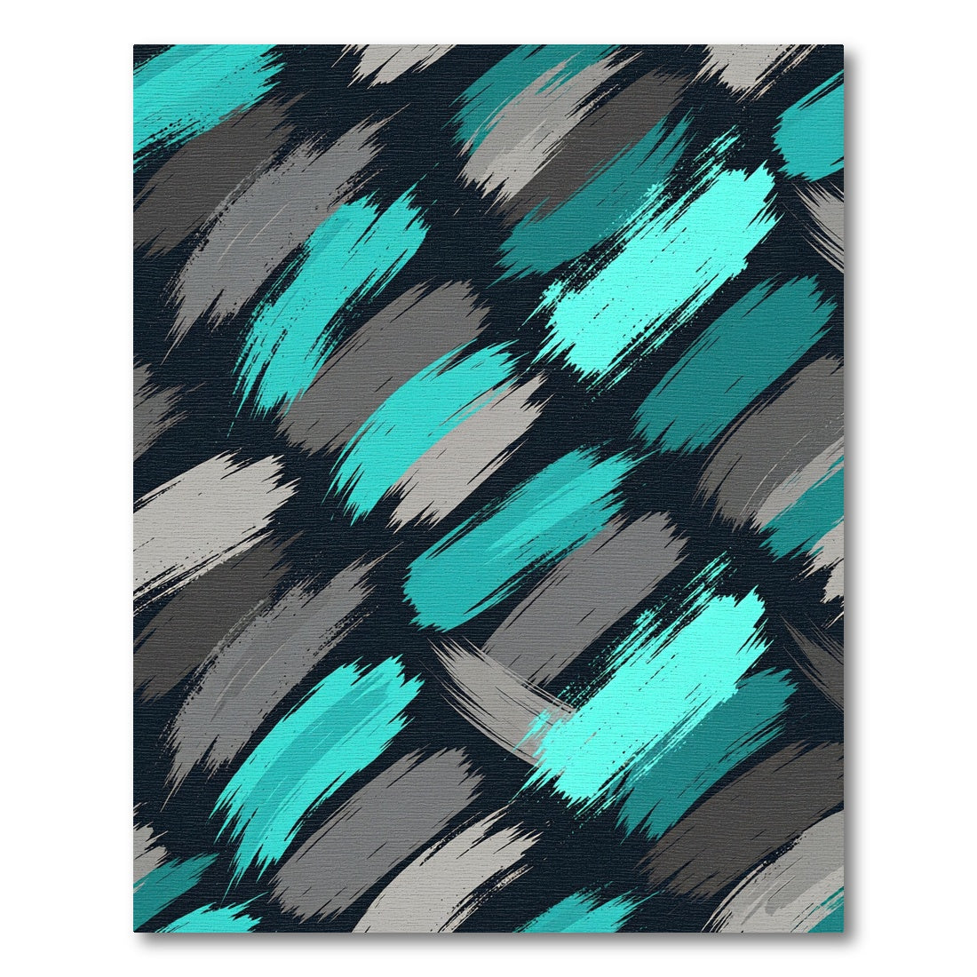 Deep Teal Gray Brush Strokes Rug