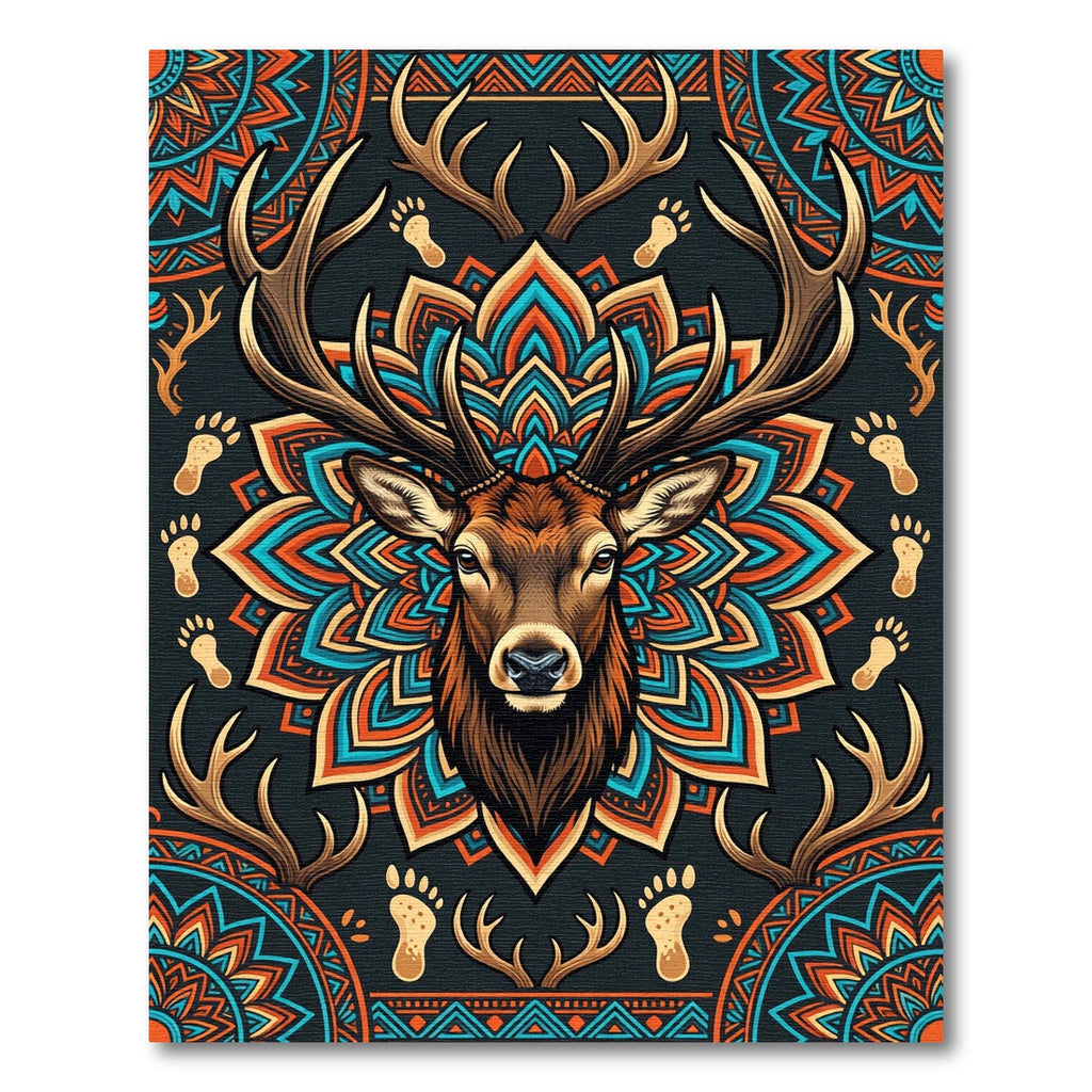 Majestic Deer Head Boho Mandala Decor Rug