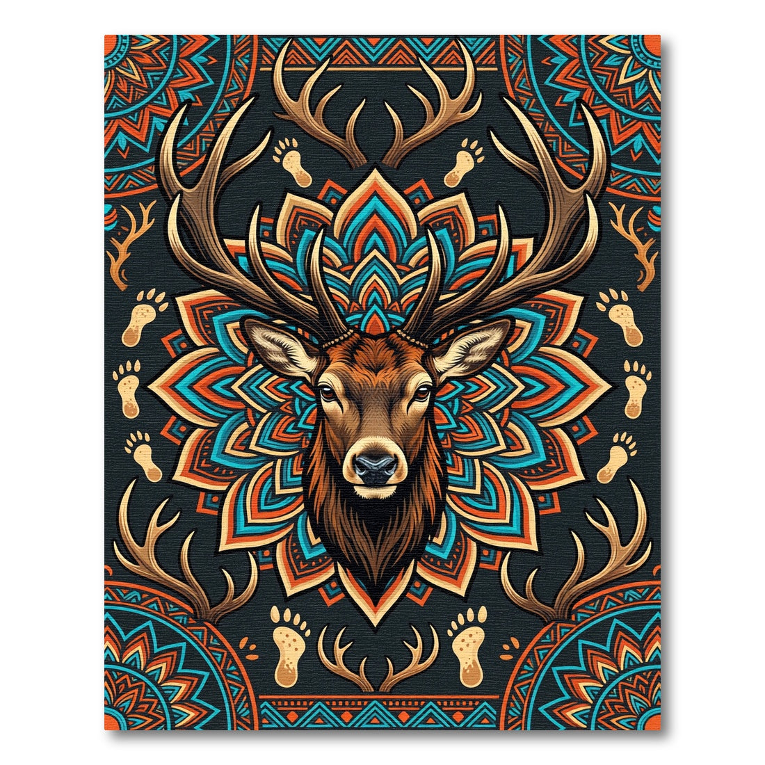 Majestic Deer Head Boho Mandala Decor Rug