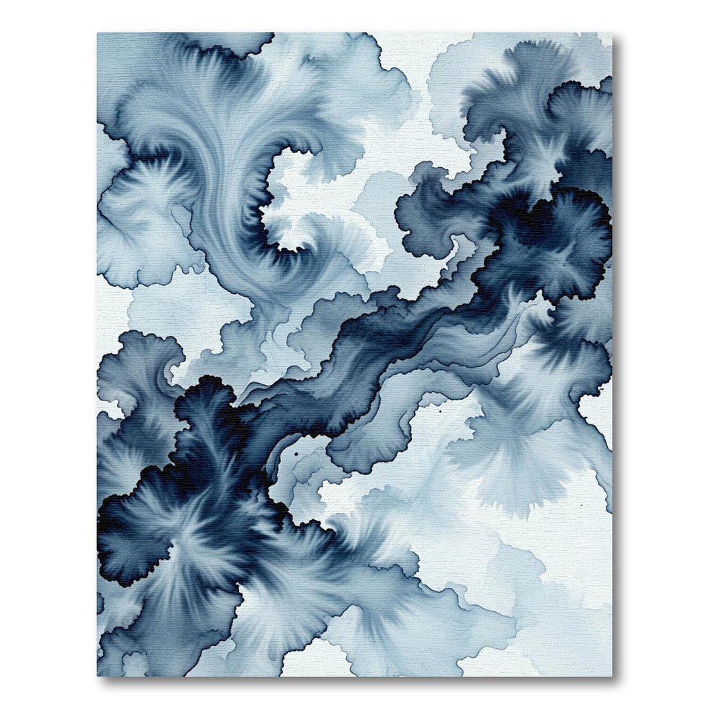Ethereal Navy Ink Flow Abstract Swirl Rug