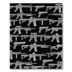 Tactical Monochrome Firearm Silhouette Wallpaper Rug