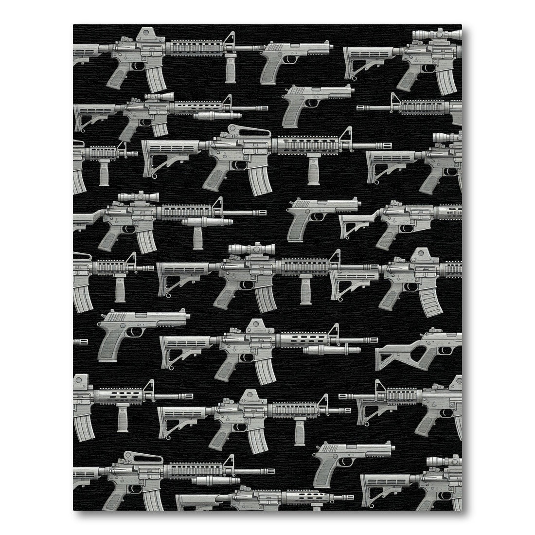 Tactical Monochrome Firearm Silhouette Wallpaper Rug