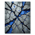 Cracked Slate Blue Geometric Shatter Rug