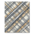 Textured Gray Ochre Plaid Stripes Rug