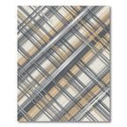 Textured Gray Ochre Plaid Stripes Rug