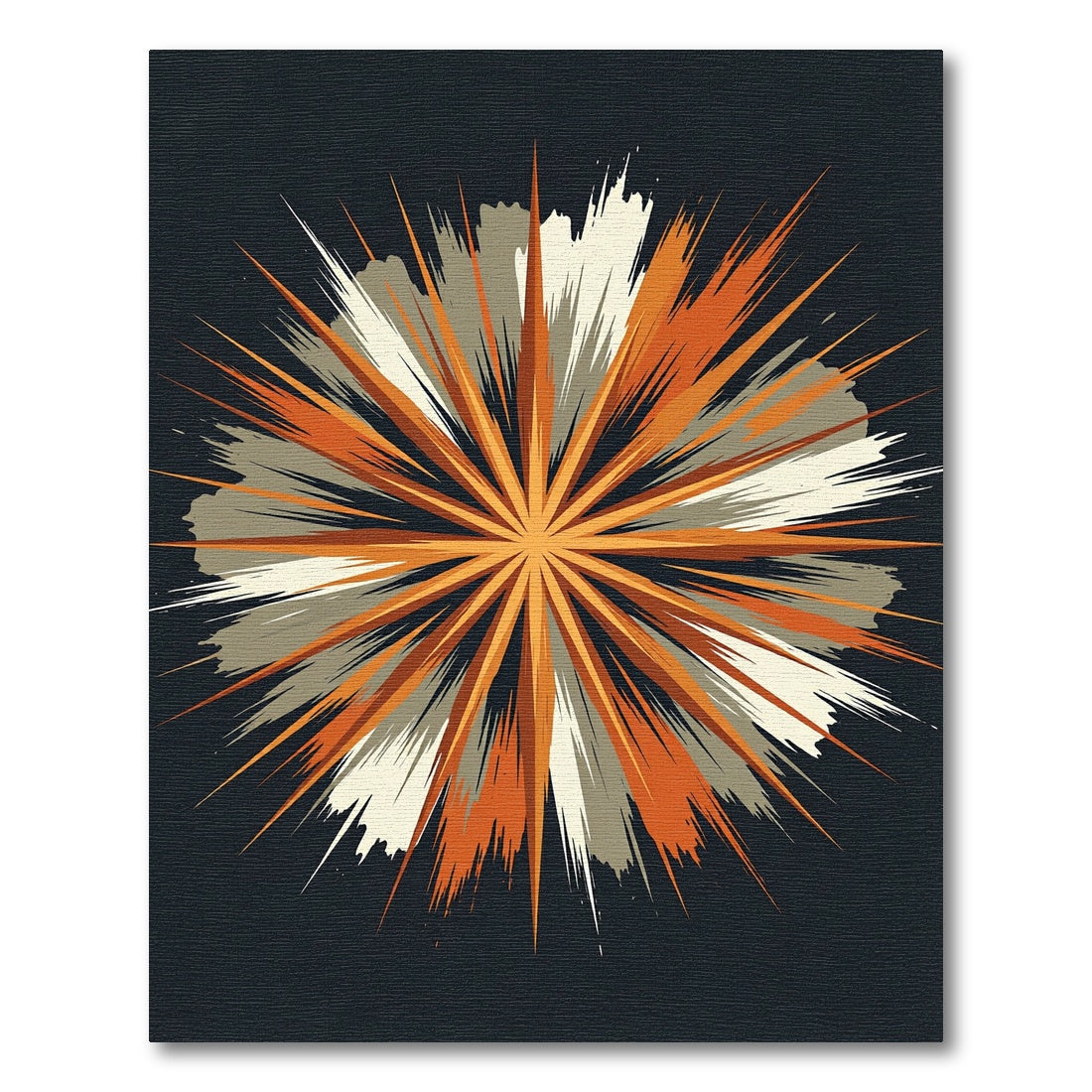 Vibrant Orange Burst Radial Art Rug