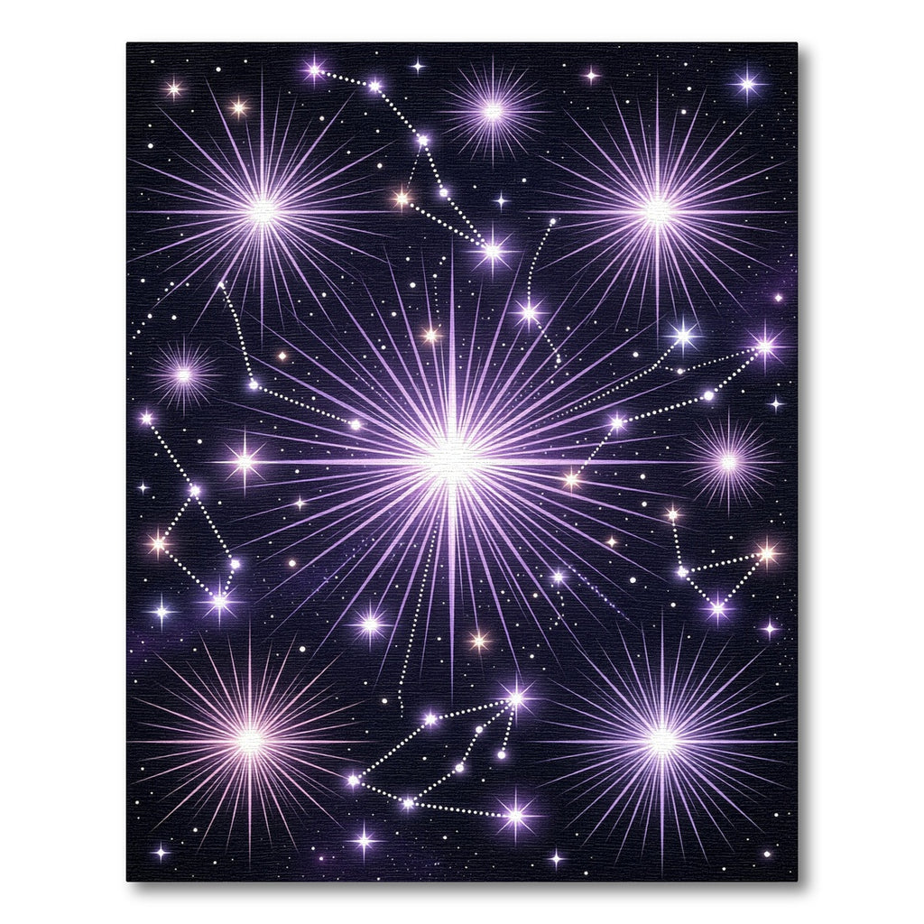 Glimmering Purple Starburst Celestial Rug