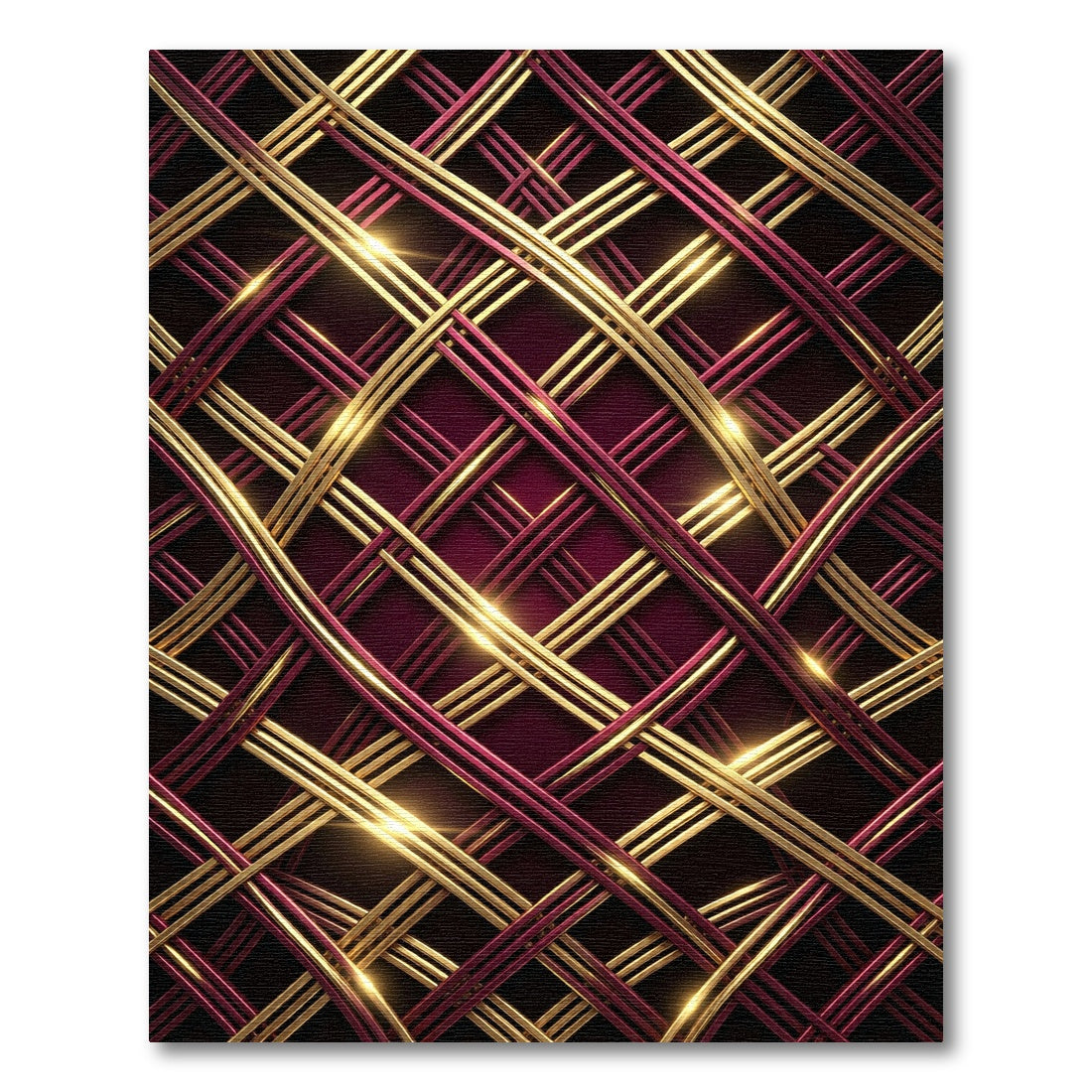 Rich Burgundy Gold Intertwined Lattice Rug