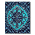 Deep Blue Baroque Floral Medallion Rug