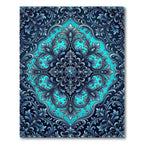 Deep Blue Baroque Floral Medallion Rug