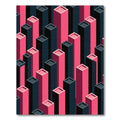 Modern Pink and Charcoal Isometric Pillars Rug