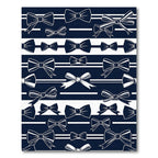 Navy Blue Bow Ribbon Stripe Rug