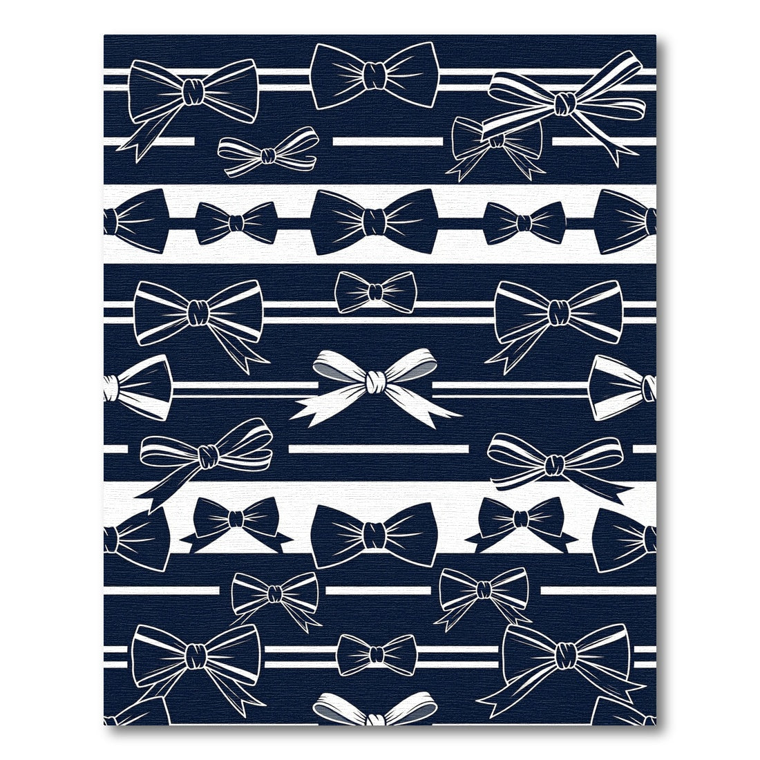 Navy Blue Bow Ribbon Stripe Rug