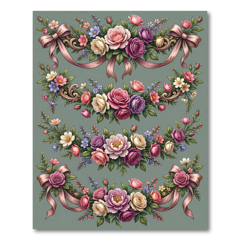 Elegant Blush Rose Garland Floral Arrangement Rug