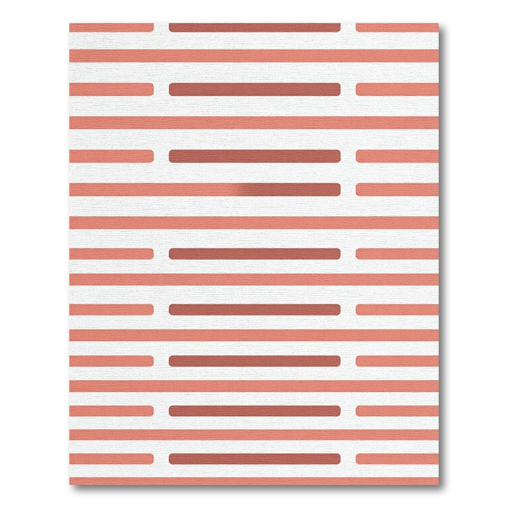 Coral And Terracotta Striped Line Art Rug