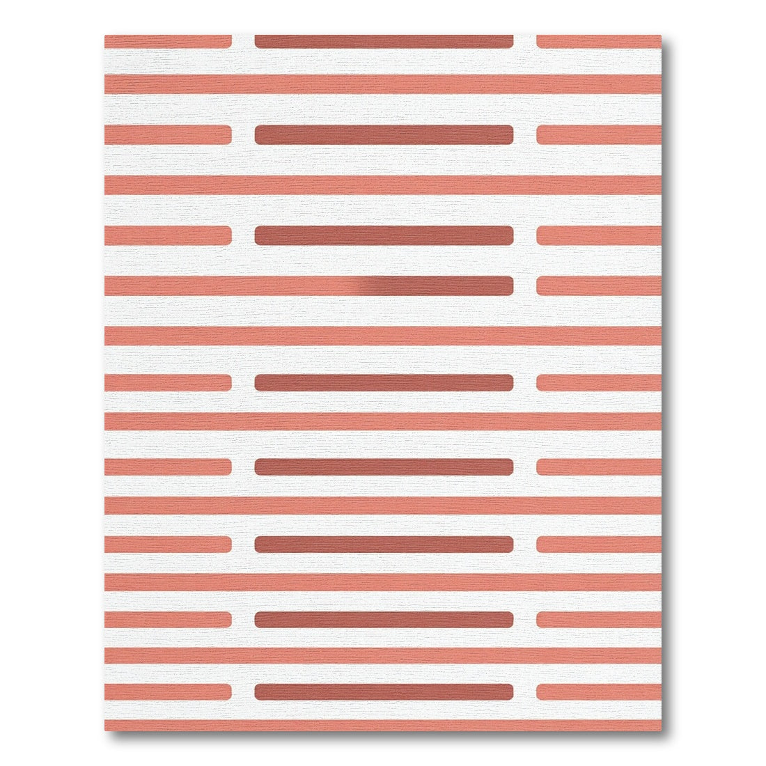 Coral And Terracotta Striped Line Art Rug