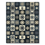 Neutral Block Floral Heart Cross Tones Rug