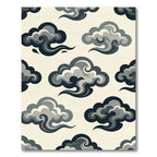 Monochromatic Gray Clouds Abstract Art Rug