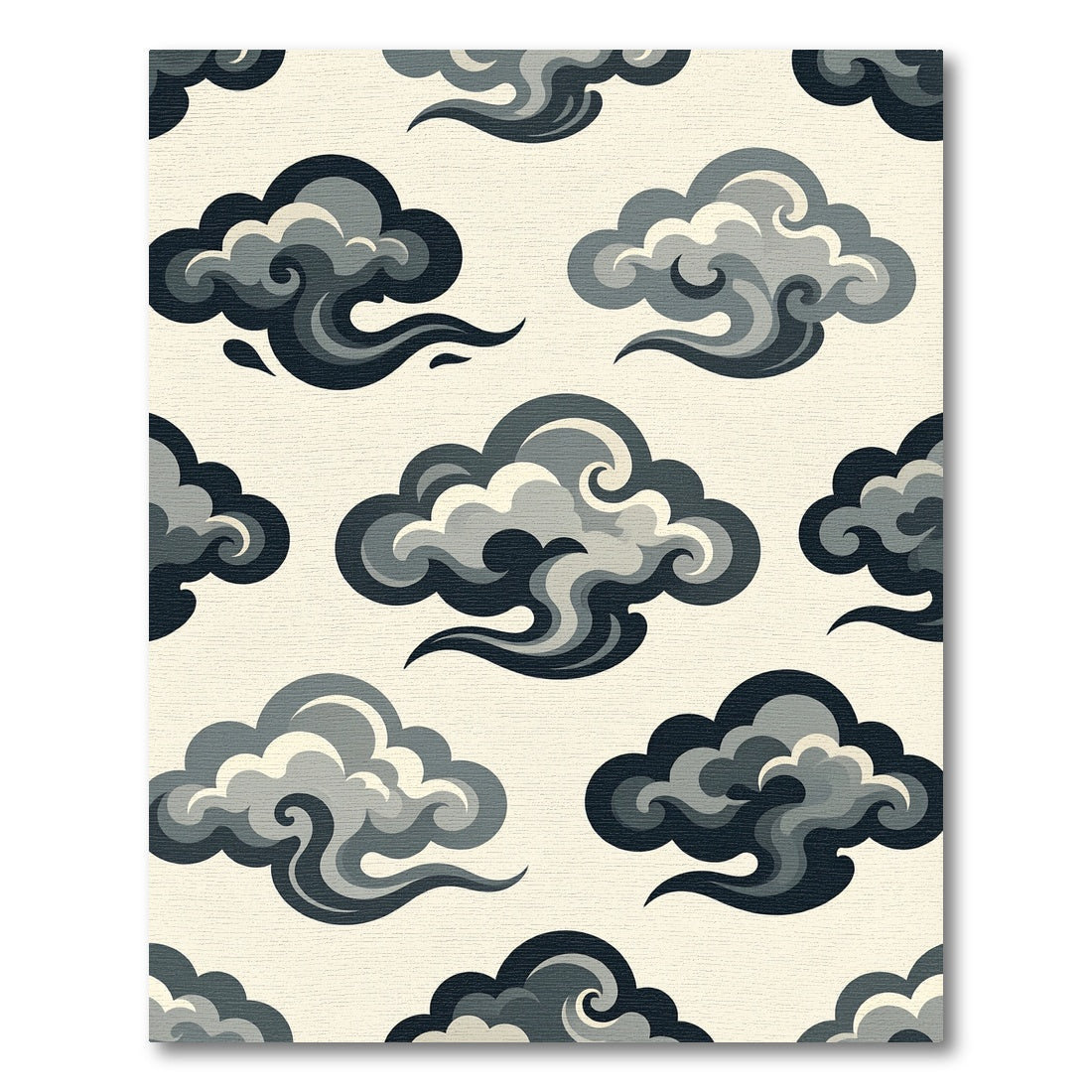 Monochromatic Gray Clouds Abstract Art Rug