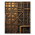 Industrial Bronze Grid Piping Rug